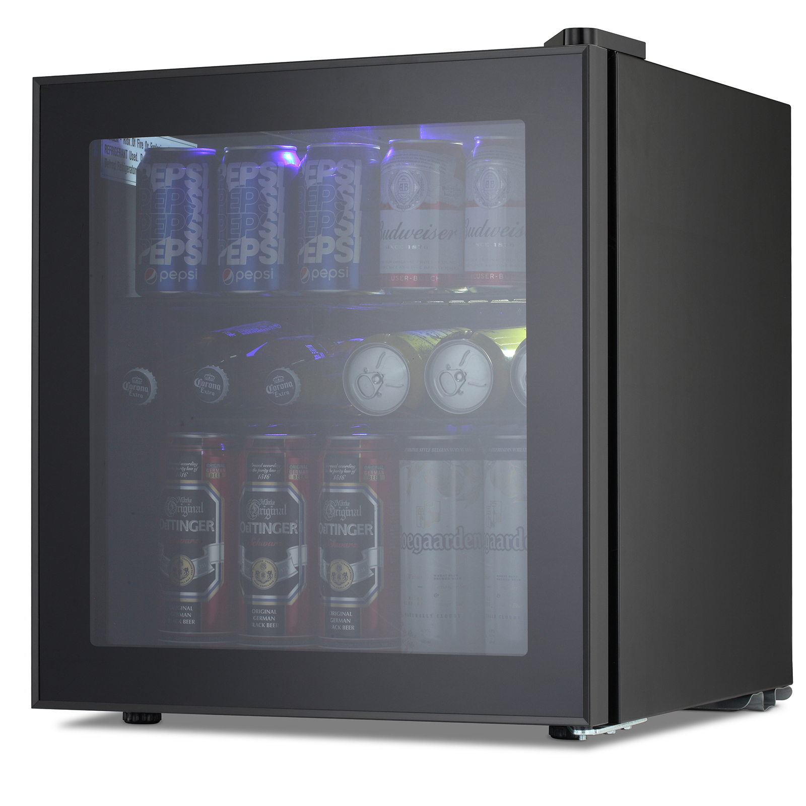 KNDKO 60 Can Beverage Refrigerator, 1.6cu.ft Mini Fridge Cooler with Glass Door for Beer/Soda/Wine